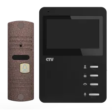 Комплект видеодомофона CTV-DP1400N (черный монитор + панель бронза)