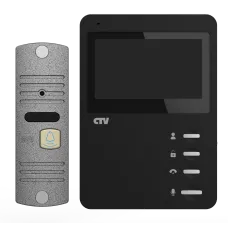 Комплект видеодомофона CTV-DP1400N (черный монитор + панель серебро)