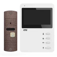 Комплект видеодомофона CTV-DP1400N (белый монитор + панель бронза)