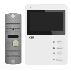 Комплект видеодомофона CTV-DP1400N (белый монитор + панель серебро)